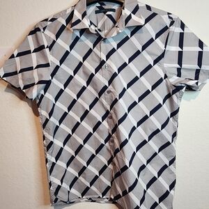Perry Ellis Men's Diamond Pattern Shirt - Black and White